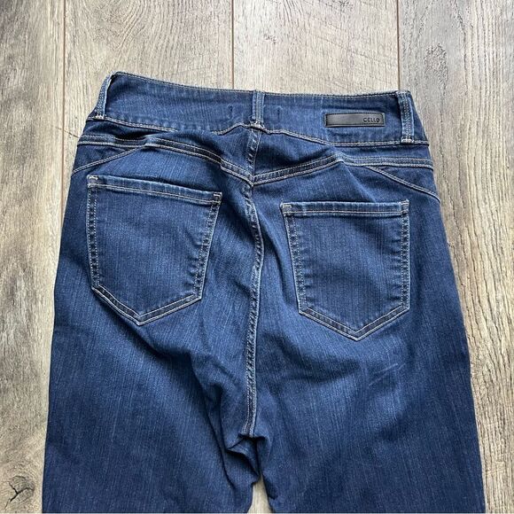 Cello High Rise Skinny Jeans Frayed Hem Lightly Distressed Size 9 Dark Blue - Picture 7 of 12